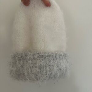 Free People Cozy White and Gray Knit Beanie